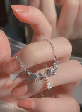 3合金项链月桂花枝麦穗项链轻奢小众设计感锁骨链百搭气质时尚ins