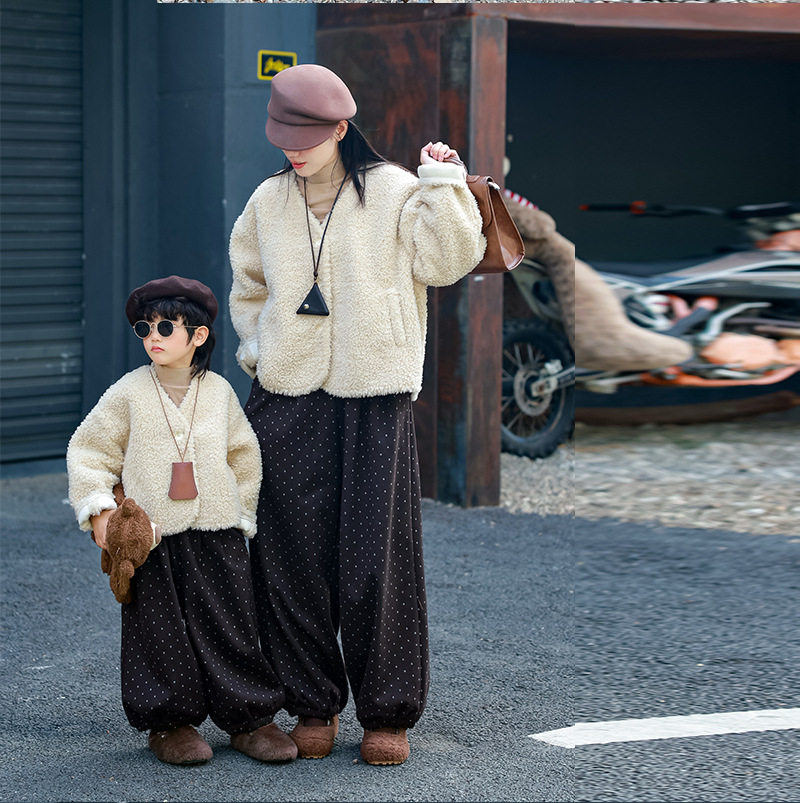 炸街亲子装2025冬季新款母子母女装皮毛一体上衣韩系风软糯外套,淘宝优惠券,粉丝福利购,淘宝优惠卷