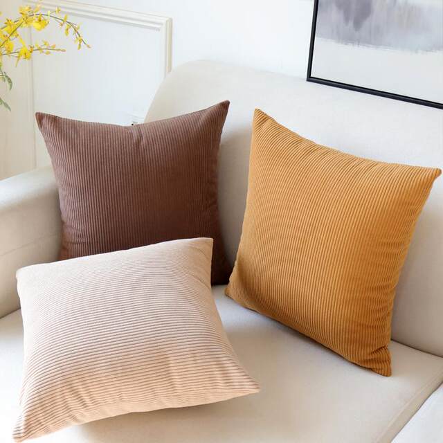 Corduroy solid color pillowcase does not contain core and is removable and washable