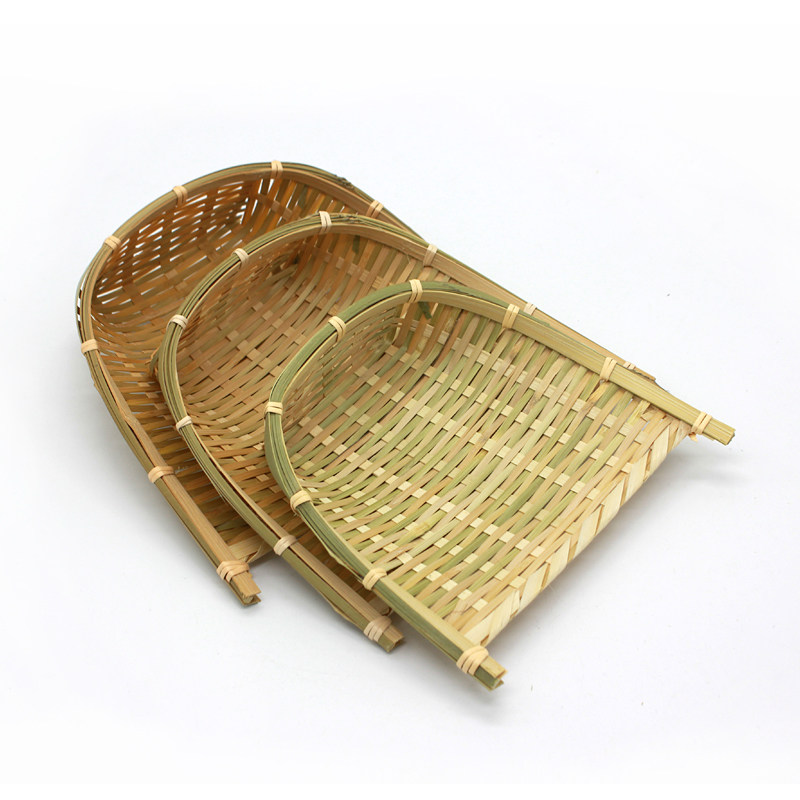 手工竹编果篮圆簸箕酒店农家茶点竹托盘收纳竹筐馒头筐幼儿园装饰,淘宝优惠券,粉丝福利购,淘宝优惠卷
