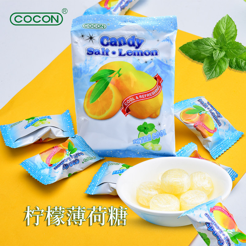 马来西亚进口cocon可康咸柠檬薄荷糖果海盐水果糖解馋0脂肪零食品
