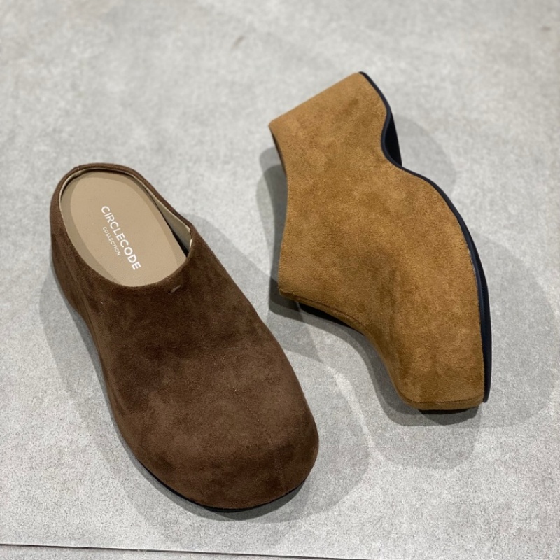 2025冬季爆款反绒皮勃肯鞋女豹纹厚底懒人包头半拖鞋外穿休闲鞋女 - 图2