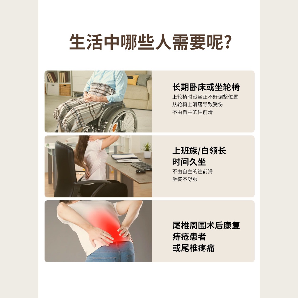 轮椅防滑坐垫单向滑垫老人止滑防跌倒防摔透气可水洗坐姿扶正坐垫