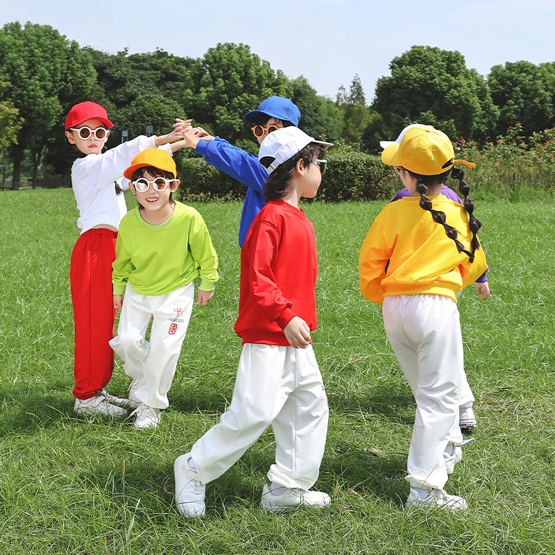 儿童啦啦队演出服糖果彩色卫衣中小学生运动会开幕式服装合唱班服 - 图2