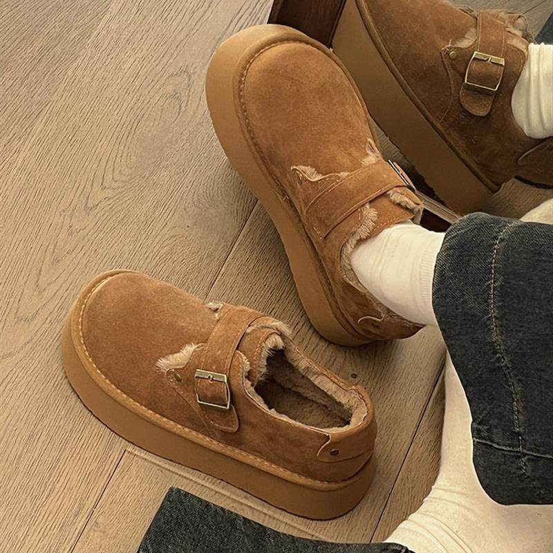 勃肯棉鞋女冬季加绒外穿2025新款一脚蹬厚底增高大头面包鞋雪地靴,淘宝优惠券,粉丝福利购,淘宝优惠卷