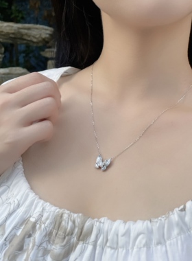 S925纯银蝴蝶项链女款 精致锁骨链 气质轻奢小众设计精致七夕礼物