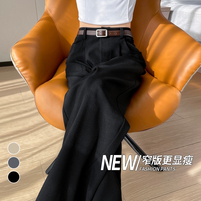 灰色西装裤女垂感高级感春秋2025年直筒窄版阔腿裤子深灰休闲裤子,淘宝优惠券,粉丝福利购,淘宝优惠卷