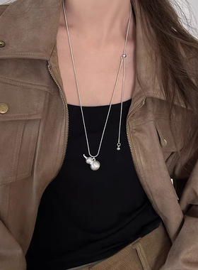 新中式拉丝福禄葫芦长款毛衣链