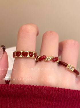 本命年红色开口圣诞戒指女款