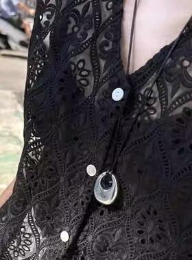 长款高级感吊坠银色小众项链黑绳