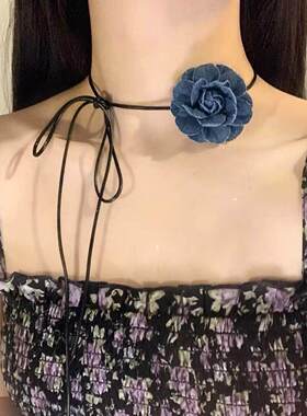 法式山茶花绑带仙气锁骨链