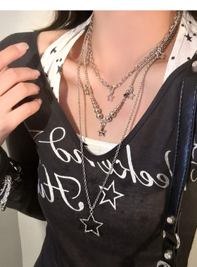 小众设计星星叠戴项链女甜酷辣妹风 ins 多层锁骨链百搭颈链女士