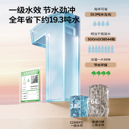 九牧卫浴官方正品马桶防臭节水虹吸式大冲力家用抗菌坐便器11396 - 图0
