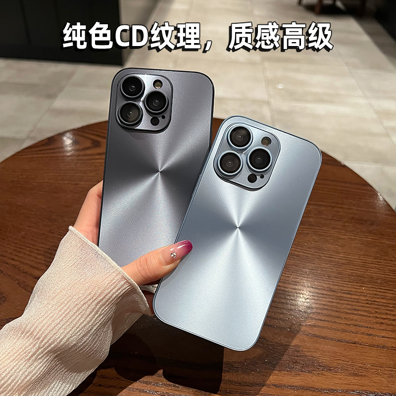 [高质感CD纹】暗紫色全包镜头膜适用iphone15pro手机壳苹果14proMax新款13简约风12高级防摔11保护套男女潮牌 - 图0