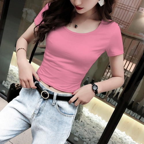 Tide, короткая футболка с коротким рукавом, белый цветной ростомер, короткий рукав, коллекция 2023, в обтяжку, высокая талия