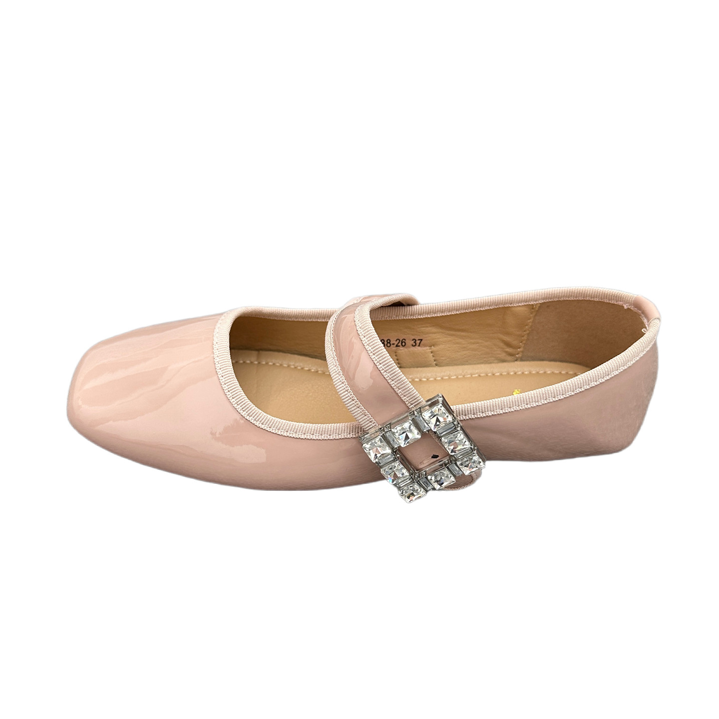 2025夏季大码水钻扣浅口单鞋漆皮方头柔软好穿平底气质玛丽珍女鞋,淘宝优惠券,粉丝福利购,淘宝优惠卷