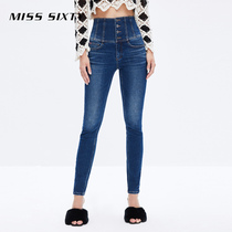 (Brand selection) Miss. Sixty2023 Jeans Women Four Buttons High Waist Sashimi Glutes THIN COTTON