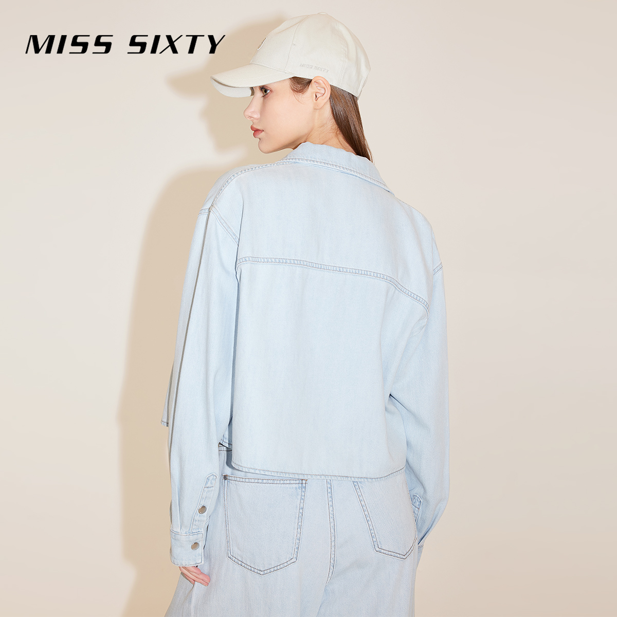 Miss Sixty2024春季新款含天丝牛仔衬衫女美式复古长袖短款防晒