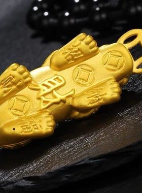 【大捡漏】纯真沙金吊坠男女转运招财貔貅黄金色项链保平安礼