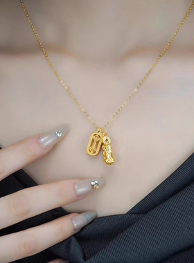 香港雪禧水贝黄金貔貅金刚杵吊坠