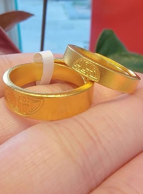 香港雪禧金包银双囍戒指男女情侣一对喜字对戒国风指环送老婆女友