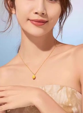 香港雪禧榴莲吊坠金包银项链女款轻奢小众高级感送女友老婆礼物