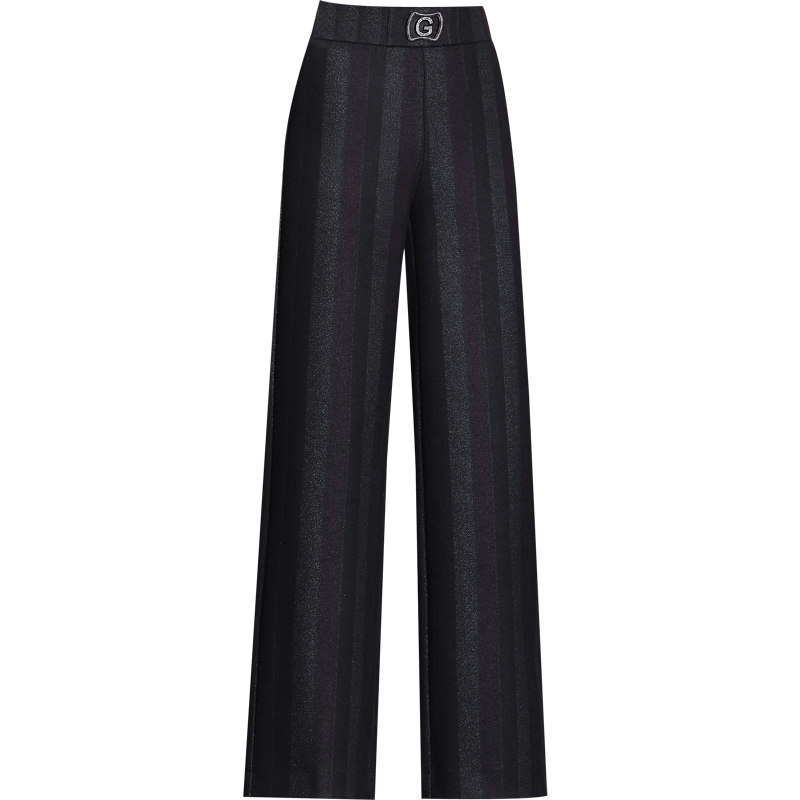 条纹毛呢阔腿裤中年妈妈装长裤子 娇兰芭莉中老年女装