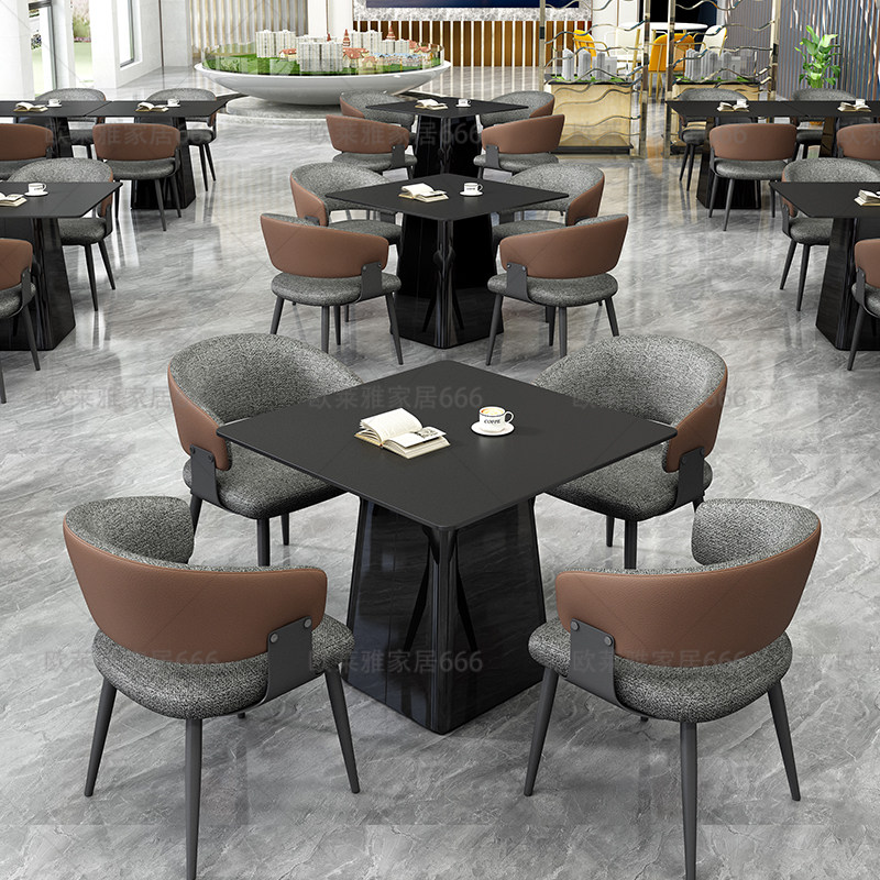 售楼部洽谈桌椅商务接待会客岩板小圆桌现代休闲酒店餐厅方形餐桌,淘宝优惠券,粉丝福利购,淘宝优惠卷