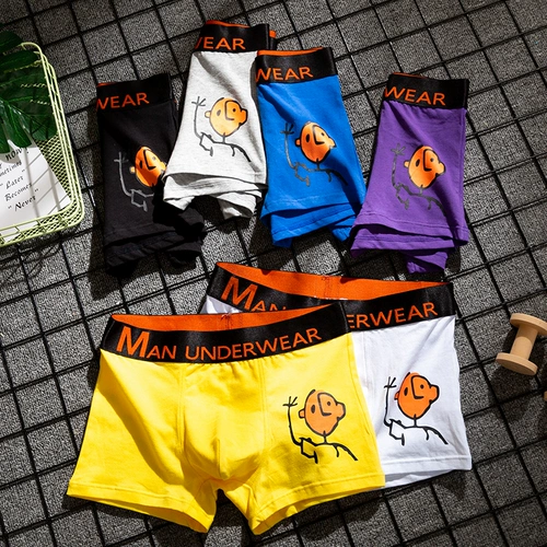 Мультяшные хлопковые дышащие милые трусы, штаны, средняя посадка, в корейском стиле