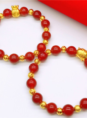 福袋红玛瑙转运珠久不褪色小金猪