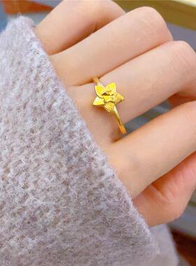 沙金星星玫瑰花戒指女士