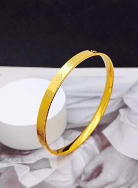 简约女士镀金闭口四叶草手镯