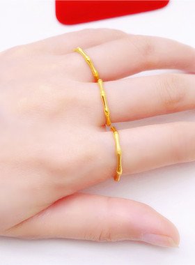 2021新仿沙金细竹节女闭口素圈