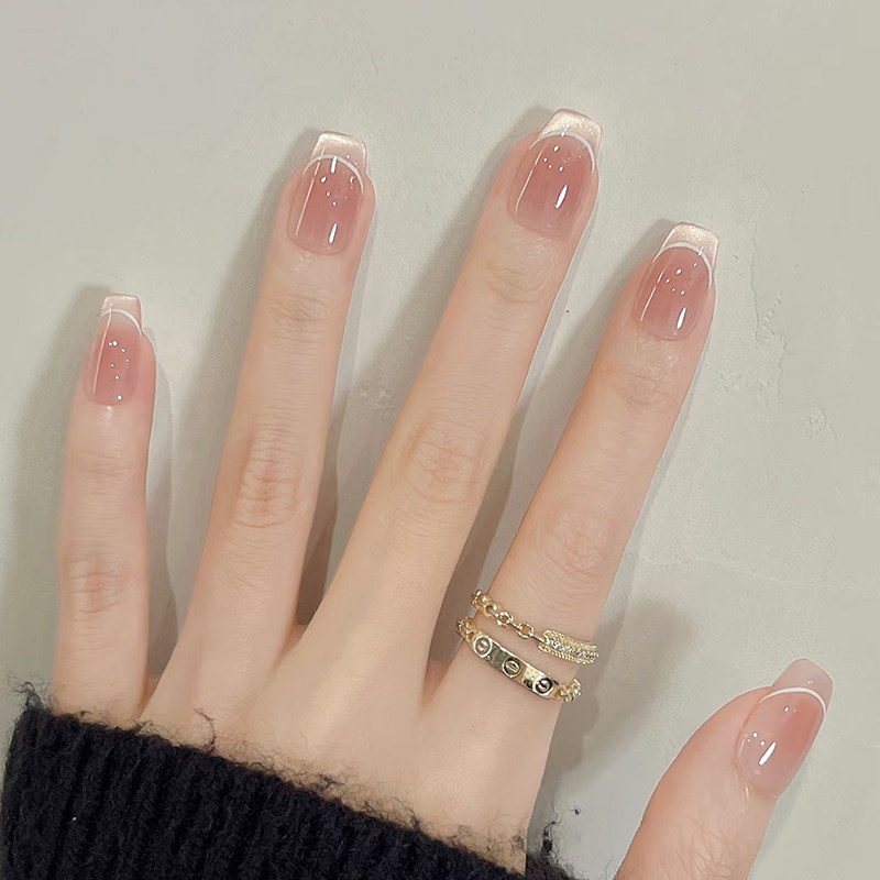 纯手工法式猫眼美甲穿戴甲短款学生党2026新款高级感秋冬指甲贴片,淘宝优惠券,粉丝福利购,淘宝优惠卷