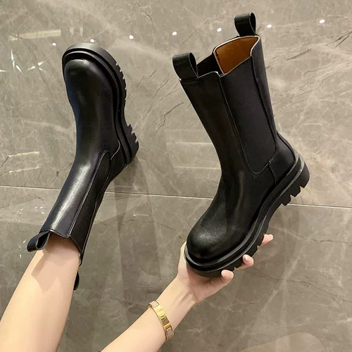 Martens, летние тонкие белые челси на платформе, модель весна/осень 2021 года, средней длины