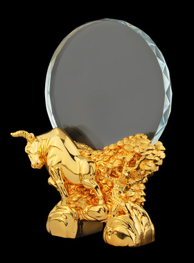 孺子牛树脂奖牌水晶授权牌奖杯定制创意公司合作刻字龙马牛奖年会