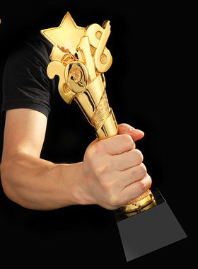 五角星2018奖杯创意树脂年会颁奖水晶奖杯定制金属刻字制作金年会