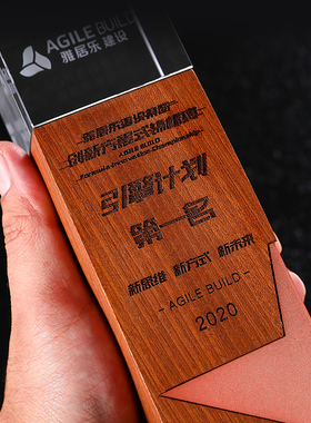 奖杯定制实木奖杯木质奖牌内雕制作优秀员工年会颁奖定做优秀年会
