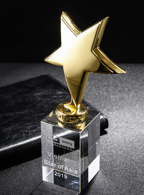 儿童水晶小奖杯创意定制定做高档比赛冠军金属五角星奖杯免费年会