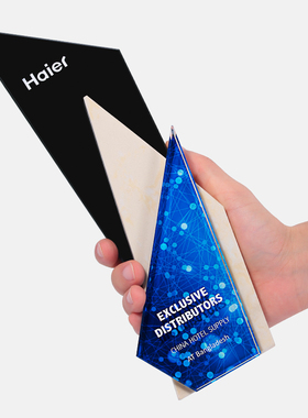 创意高端大理石水晶奖杯定制定做彩印商务年会团队冠军荣誉纪年会