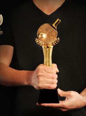 乒乓球奖杯定制创意金属奖杯水晶纪念品比赛奖座一等奖品制作年会