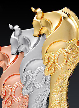 Premium Trophy创意琉璃金属水晶孺子牛奖杯金牛颁奖牛气冲天团队