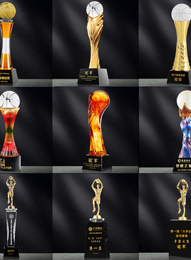 篮球奖杯奖牌水晶定制冠军mvp2021nba比赛创意大号金银铜大中年会