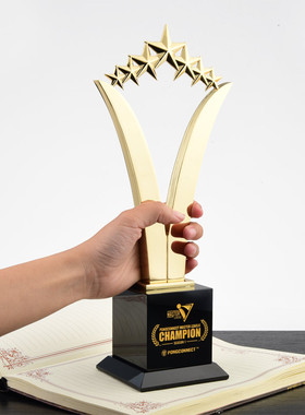 高档五角星水晶奖杯奖牌定制公司销售冠军金属奖杯定做颁奖奖年会