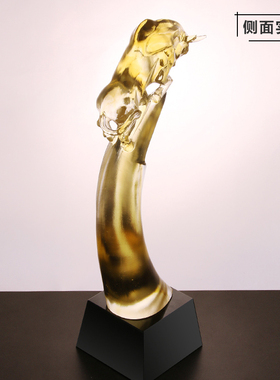 牛奖杯定制定做创意琉璃大气雕刻金牛金融股市公司庆典水晶纪年会