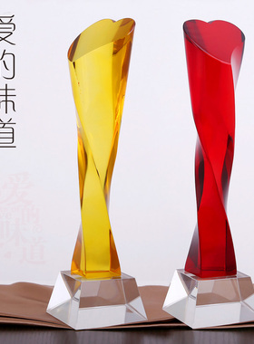新款水晶奖杯定制企业慈善公益活动颁奖爱心奖杯定做制作刻字年会