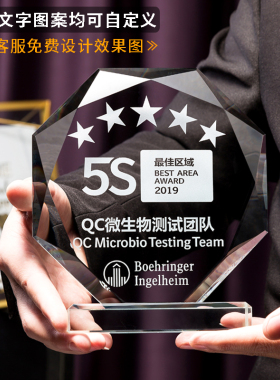 水晶奖杯定制定做免费刻字玻璃创意奖牌纪念品感谢牌mvp奖座年会