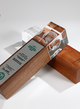 木质内雕水晶木奖杯定制创意奖杯定做高档年会颁奖纪念品奖品年会