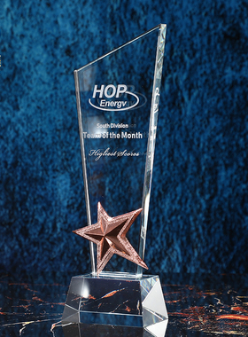 新款大气水晶销售冠军奖杯金属奖牌定制定做五角星优秀员工颁年会