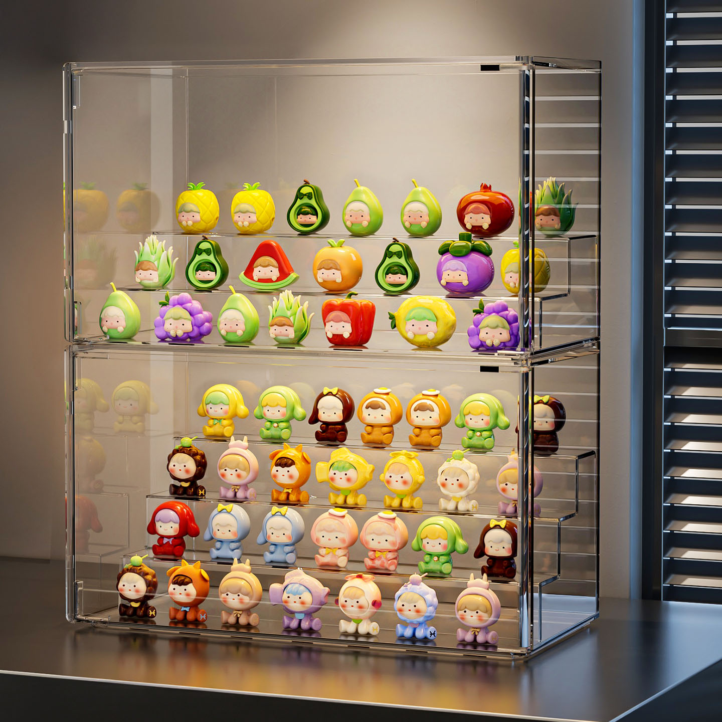 萌粒展示盒透明防尘大容量适用泡泡玛特星星人手办盲盒收纳展示架 - 图1